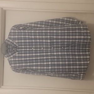 Lee Regular Fit Stretch Blue Plaid Long Sleeve Button Down Shirt Men's Large New